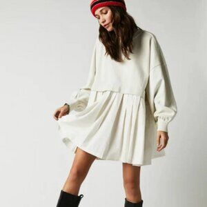 Free People Eleanor Sweatshirt Scoop Neck Heart Stitching Oversized Dress M